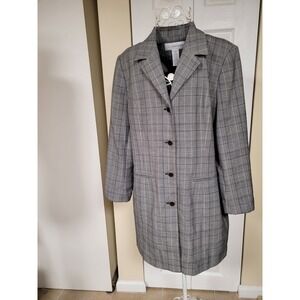 Sag Harbor Womens Grey Glen Plaid Boardroom Career Coat Dress Size 12